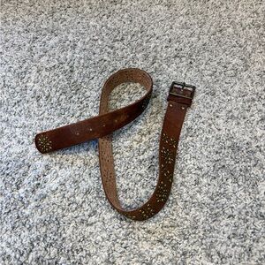 Hollister Brown Leather Belt with Gold Accents VINTAGE